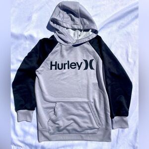 Hurley Boys Hoodie Size M (10/12) Gray & Black Pullover